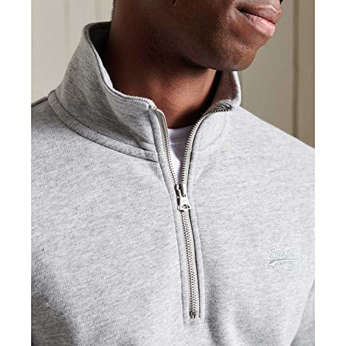 Superdry Vintage Logo Emb Zip Henley Sudadera, Athletic Grey Marl, M para Hombre