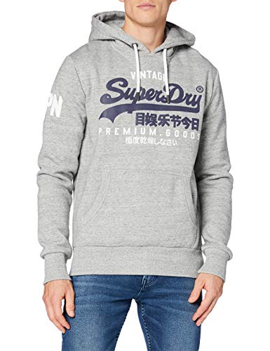 Superdry VL NS Hood Sudadera con Capucha, Marga Gris, Large para Hombre