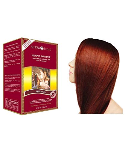 Surya Brasil - Colorante natural Borgoña del pelo del polvo de la alheña - 1,76 oz.