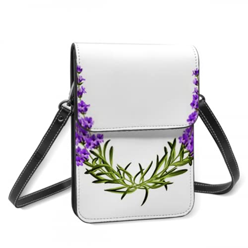 SUUJ Monedero de cuero liviano para teléfono, pequeño bolso bandolera Mini bolso para teléfono celular bolso de hombro para mujer, guirnalda, marco de provenza, ramo de perfume floral