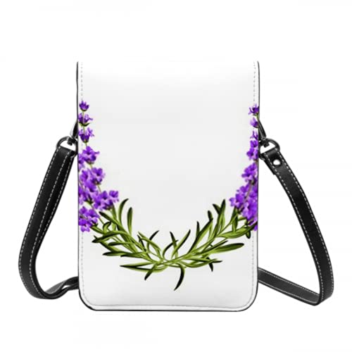 SUUJ Monedero de cuero liviano para teléfono, pequeño bolso bandolera Mini bolso para teléfono celular bolso de hombro para mujer, guirnalda, marco de provenza, ramo de perfume floral