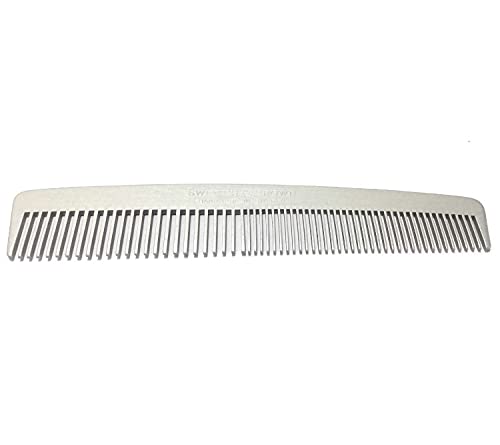 Swedish Crown Peine de bolsillo de aluminio, 13 cm (antiestático), peine de metal fino y ancho, peine de barba para hombre, en acabado de salón (2205 A)