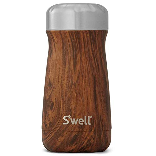 Swell Traveller Teakwood Botella, Acero Inoxidable, Marrón, 7x7x23 cm