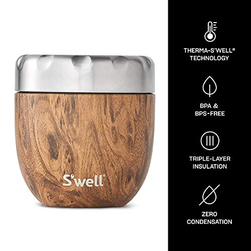 S'well Unisex – Contenedor de alimentos para adultos, madera de teca, 470 ml