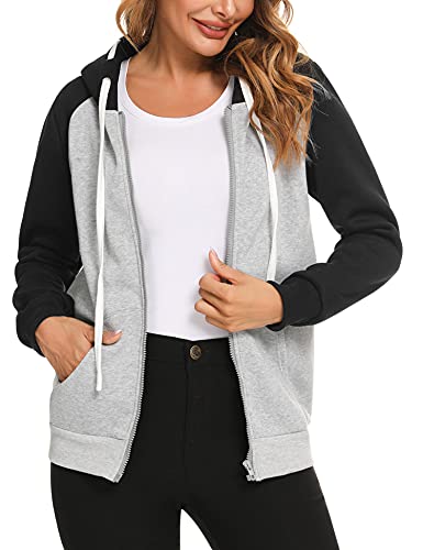 Sykooria Sudadera con Capucha para Mujer Flannel Chaqueta Deportivo con Cremallera y 2 Bolsillo Invierno Otoño para Mujeres Casual Correr Fitness