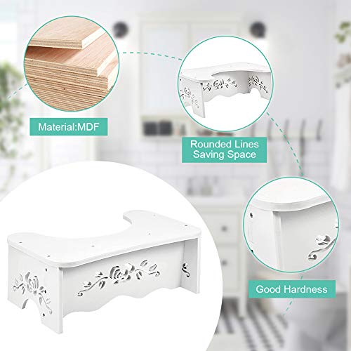 Taburete para Inodoro, Taburete WC Antiestreñimiento Taburete Fisiológico de Baño Taburete de Baño Blanco, para Contra Hemorroides Estreñimiento Colon Irritable Flatulencias