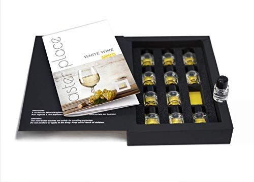 TASTERPLACE Set de aromas de vino blanco - versión en inglés - para sommeliers - para amantes del vino - herramienta de degustación