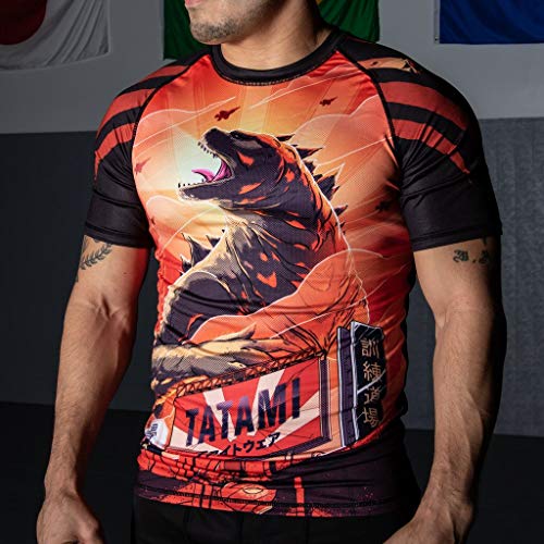 Tatami Fightwear Godzilla Rash Guard Men's Camisa de Compresión Hombre MMA BJJ Fitness Artes Marciales Boxeo Grappling No Gi