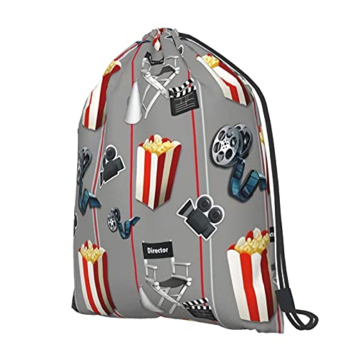 Tcerlcir Mochila de Cuerda Películas Watcher Palomitas de maíz Unisex Mochila con Cordón Saco de Gimnasia para Deporte Gimnasio Yoga Nadar