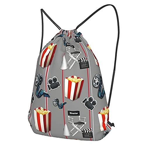 Tcerlcir Mochila de Cuerda Películas Watcher Palomitas de maíz Unisex Mochila con Cordón Saco de Gimnasia para Deporte Gimnasio Yoga Nadar