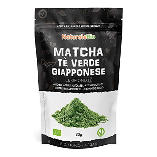 Té Verde Matcha Orgánico Ceremonial en Polvo - Recarga de 30g. Biológico Japonés De 1 Grado, Matcha Bio Grado Ceremonia. Ecológico, Producido en Japón, Uji, Kyoto. Para Beber, en Cocina y con latte