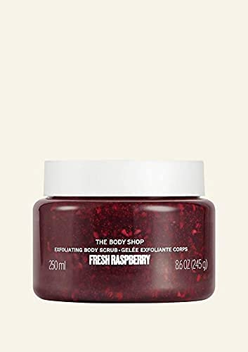 THE BODY SHOP Exfoliante corporal de gel de frambuesa fresca jugosa, fructífero con aroma frutal, textura de pulpa suavizante y exfoliante