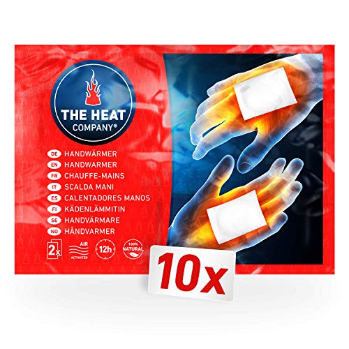 THE HEAT COMPANY Calentadores Manos - 10 Pares - Extra CÁLIDO - Calienta Bolsillos - 12 Horas de Manos Calientes - Calor instantáneo - Activado por Aire - Puro Natural