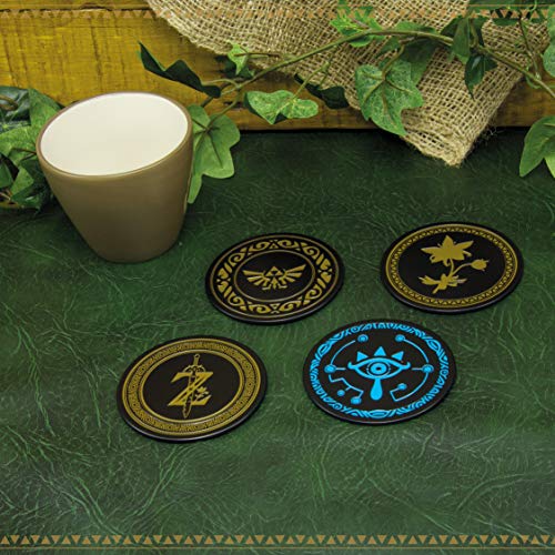 The Legend of Zelda - Posavasos de Metal (4 Unidades), diseño Retro y único, Ideal para Mesa de Comedor, Taza de Cristal y Bebidas