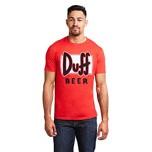 The Simpsons Duff Beer T-Shirt, Rosso, XL para Hombre
