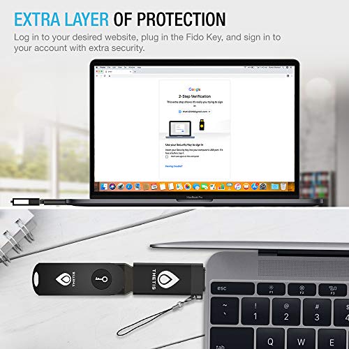 Thetis Llave de Seguridad Fido U2F con Adaptador Tipo C Autenticación de Dos factores Protección Adicional y Compatible con Windows/Linux/Mac OS, Gmail, Facebook, Dropbox, SalesForce, GitHub y más