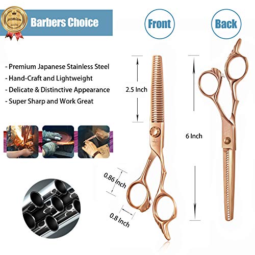 Tijeras de peluquería de adelgazamiento de cabello, 6 pulgadas, tijeras de peluquero profesionales para recortar y texturizar para hombres y mujeres, acero inoxidable japonés, bronce, en forma de ala