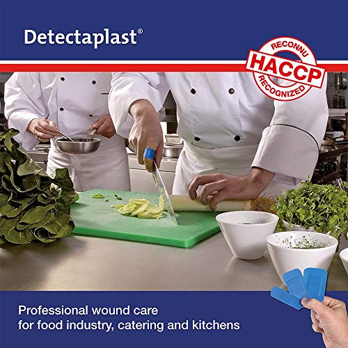 Tiritas detectables Detectaplast Universal, tiritas azules, tiritas resistentes agua y suciedad, tiritas cocina para industria alimentaría, hostelería y restauración, 25 x 72 mm, 100 tiritas