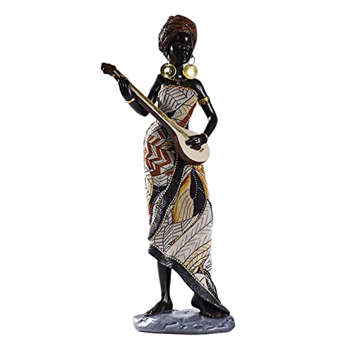 TISHITA Figuras de Dama Africana de Estilo Retro, Estatua de Mujer Tribal, Adornos exóticos, Coleccionable de Resina para Mesa, Oficina, hogar, decoración de - a