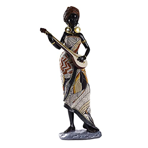 TISHITA Figuras de Dama Africana de Estilo Retro, Estatua de Mujer Tribal, Adornos exóticos, Coleccionable de Resina para Mesa, Oficina, hogar, decoración de - a