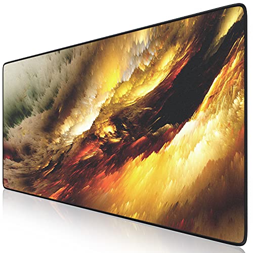 TITANWOLF – Alfombrilla Gaming XXL para ratón 900x400 – Mouse Pad - Precisión y Velocidad - Parte Inferior de Goma para una sujeción Estable - Antideslizante, Resistente al Agua – Motivo Golden Storm