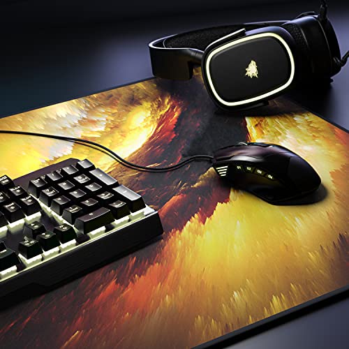 TITANWOLF – Alfombrilla Gaming XXL para ratón 900x400 – Mouse Pad - Precisión y Velocidad - Parte Inferior de Goma para una sujeción Estable - Antideslizante, Resistente al Agua – Motivo Golden Storm