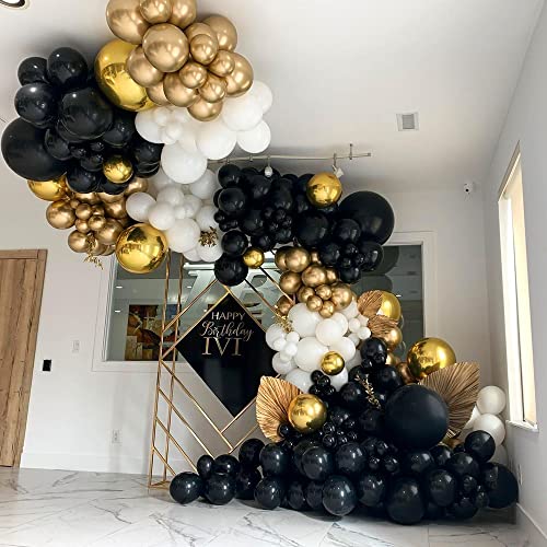 TOLOYE Kit Arco Globos,Guirnalda Globos Negro Dorado Blanco con Globos de Látex Amarillo Limón Globo de Confeti Dorado para Cumpleaños, Bodas, Baby Shower, Graduación Fiesta Decoración