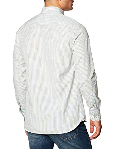 Tommy Hilfiger Bold Stripe Shirt Camisa, Breezy Blue/Ivory/Yale Navy, M para Hombre