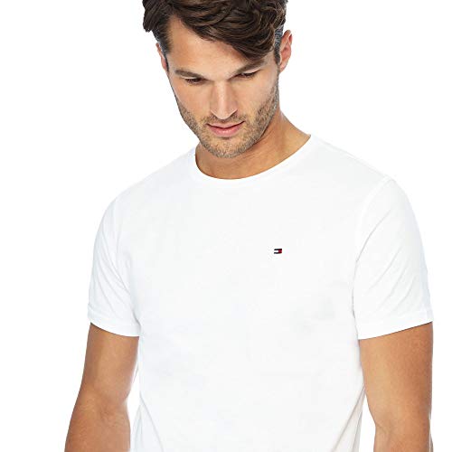 Tommy Hilfiger Cotton cn tee SS Icon Camiseta, Classic White 100, M para Hombre