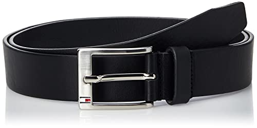 Tommy Hilfiger Flag Buckle Leather Belt Cinturón, Negro (Black), 110 para Hombre