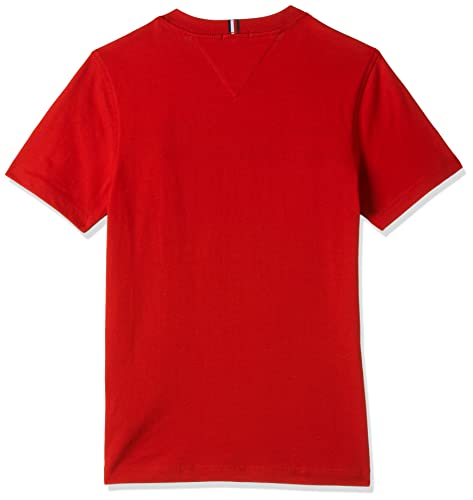 Tommy Hilfiger Flag Rib Insert tee S/S Camisa, Deep Crimson, dieciséis para Niños