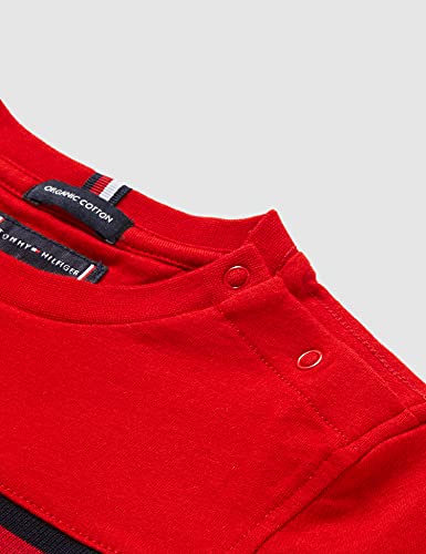 Tommy Hilfiger Flag Rib Insert tee S/S Camisa, Deep Crimson, dieciséis para Niños