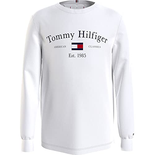 Tommy Hilfiger TH Artwork tee L/S Camiseta, White, 18 Month Unisex Niños