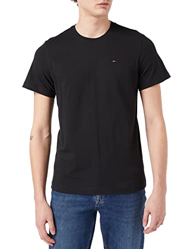 Tommy Jeans Regular C Camiseta con Cuello Redondo, Negro (Tommy Black), XXL para Hombre