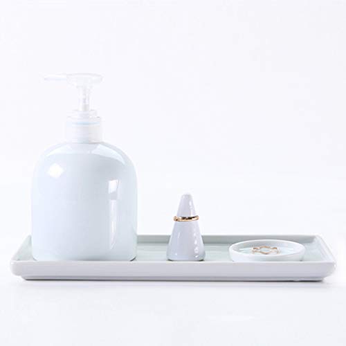 TOPBATHY Bandeja de Porcelana de baño para organizar joyas, frascos de perfume, cepillos para el cabello y cosméticos 22,7 x 9,4 x 1,5 cm Blanco