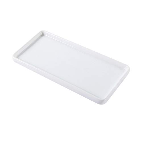 TOPBATHY Bandeja de Porcelana de baño para organizar joyas, frascos de perfume, cepillos para el cabello y cosméticos 22,7 x 9,4 x 1,5 cm Blanco