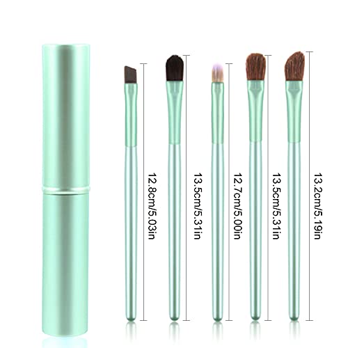 TouGod Kit de pinceles para maquillaje profesional, 5 unidades, juego de pinceles para maquillaje profesional, set de pinceles para sombra de ojos sintéticos Premium (Green)