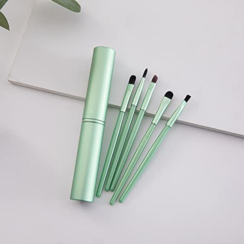 TouGod Kit de pinceles para maquillaje profesional, 5 unidades, juego de pinceles para maquillaje profesional, set de pinceles para sombra de ojos sintéticos Premium (Green)