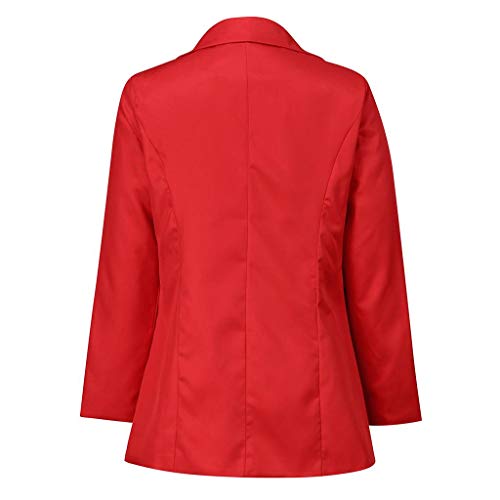 Trajes Mujer Invierno Otoño 2019 SHOBDW Liquidación Venta Abrigos Mujer Elegantes Color Sólido Chaqueta Mujer Solapa Cardigan Mujer Largos Rebajas Casual Blazers Mujer Talla Grande(Rojo,L)