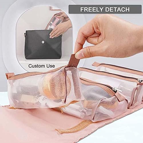 Travel Toiletry Organizer Bag, 4 in 1 Folding Travel Cosmetic Organizer Bag, Toiletry Bag Hanging Travel Makeup Organizer for Full Sized Toiletries