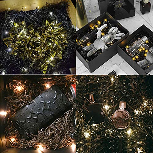 TSHAOUN 100 Gramos de Papel Tisú Triturado Relleno de Papel Kraft Triturado, Cesta de Regalo de Rafia Papel empaquetado Relleno Material para Fiestas para Decoración Embalaje de Regalos (Negro)