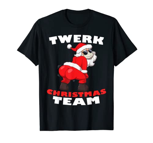 Twerking Papá Noel en la máscara facial Twerk Christmas Team Camiseta