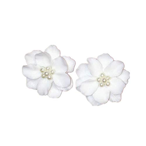 U-K 1 par de Pendientes Grandes de Flores de Camelia Blanca para Mujer, joyería Elegante con Tachuelas de regaloPráctico y Atractivo