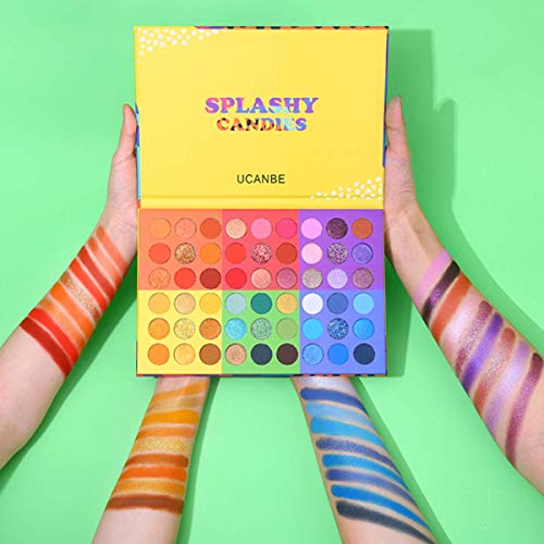 UCANBE Kit de maquillaje de sombra de ojos, 54 colores de paleta de sombra de ojos y 15 pinceles de maquillaje, paleta de maquillaje de ojos mate con brillo 6 en 1 con juego de pinceles