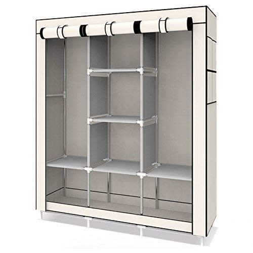 UDEAR Armario de Tela Plegable Ropa Organizador Closet portátil Guardarropa Beige