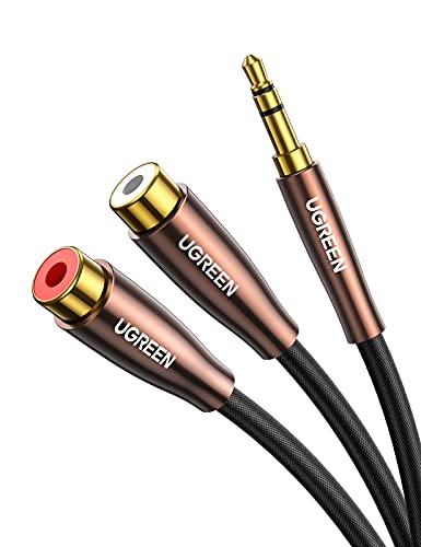 UGREEN Cable RCA a Jack, 3.5 mm Macho a 2×RCA Hembra Audio Cable, HiFi Sonido Cable RCA Jack 3.5 Nylon Trenzado Compatible con Amplificador, Altavoces, DVD, Home Cinema, Controlador de DJ, MP3, Móvil