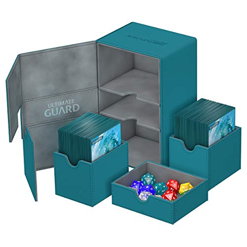 Ultimate Guard Estuche de baraja UGD010648 Twin Flip'N'Tray Xenoskin de Color Azul petróleo para 160 Cartas Plus (tamaño estándar)