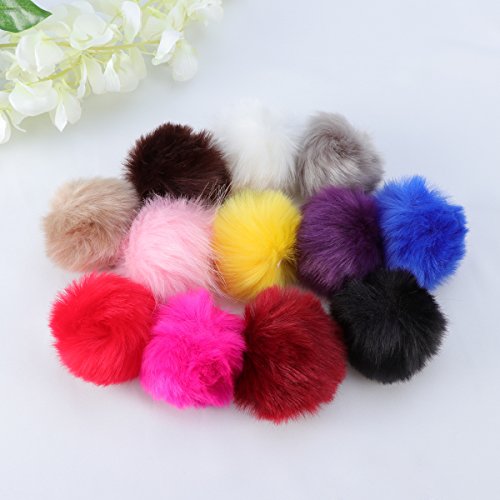 ULTNICE 12pcs Faux Fur Pom Poms bola esponjosa DIY para tejer sombreros bufandas bolsos encantos