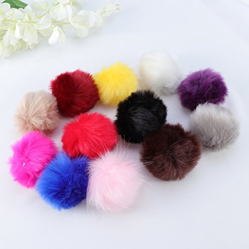 ULTNICE 12pcs Faux Fur Pom Poms bola esponjosa DIY para tejer sombreros bufandas bolsos encantos