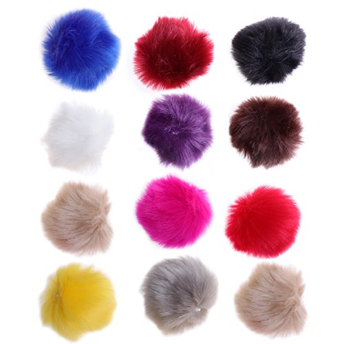 ULTNICE 12pcs Faux Fur Pom Poms bola esponjosa DIY para tejer sombreros bufandas bolsos encantos